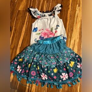 Floral and Butterfly Dress with Ruffle Details